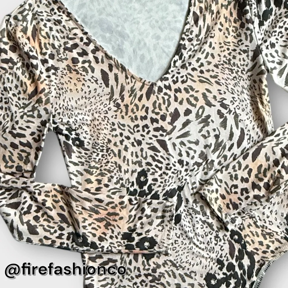 STEVE MADDEN ANIMAL PRINT LONG SLEEVE BODYSUIT MEDIUM BOHO INDIE WESTERN - Picture 3 of 8